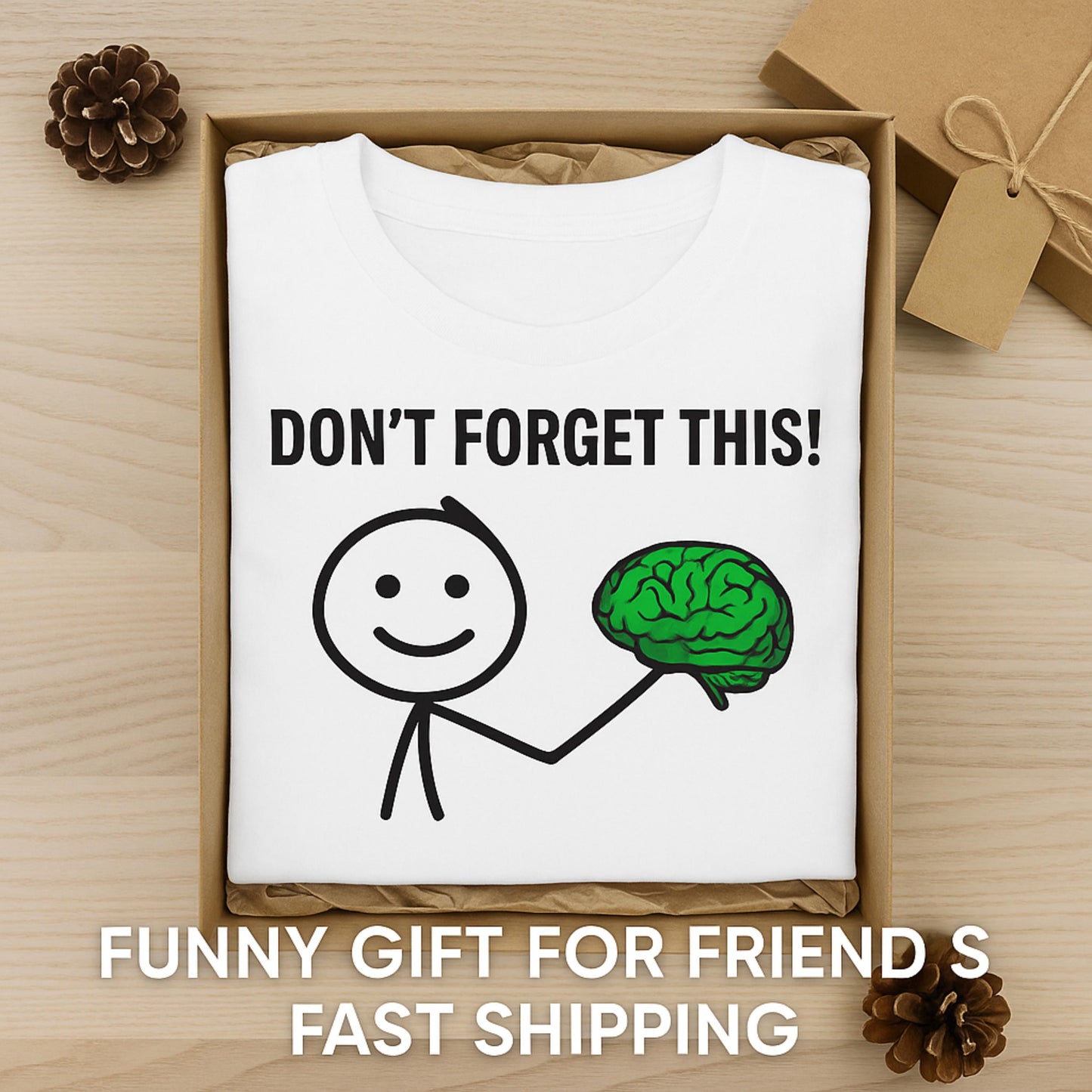 Dont Forget Funny Brain T Shirt Unisex Graphic Tee Stick Figure Cartoon Design Psychology Shirt Geek Nerd Top Smart Gift For Friends Him Her