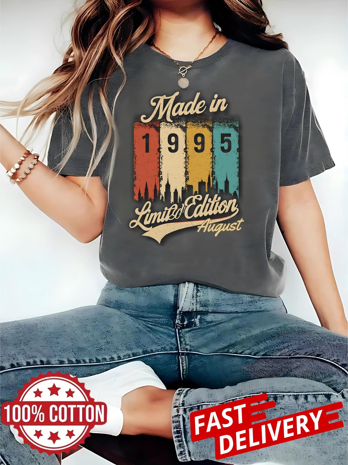 Made in 1995 August T Shirt Limited Edition 30th Birthday Gift Te Vintage Born in august Shirt for Men Women Retro 1995 Tee Unisex