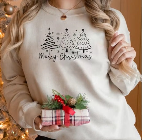 Solid Color Christmas Round-neck Shirt Ladies