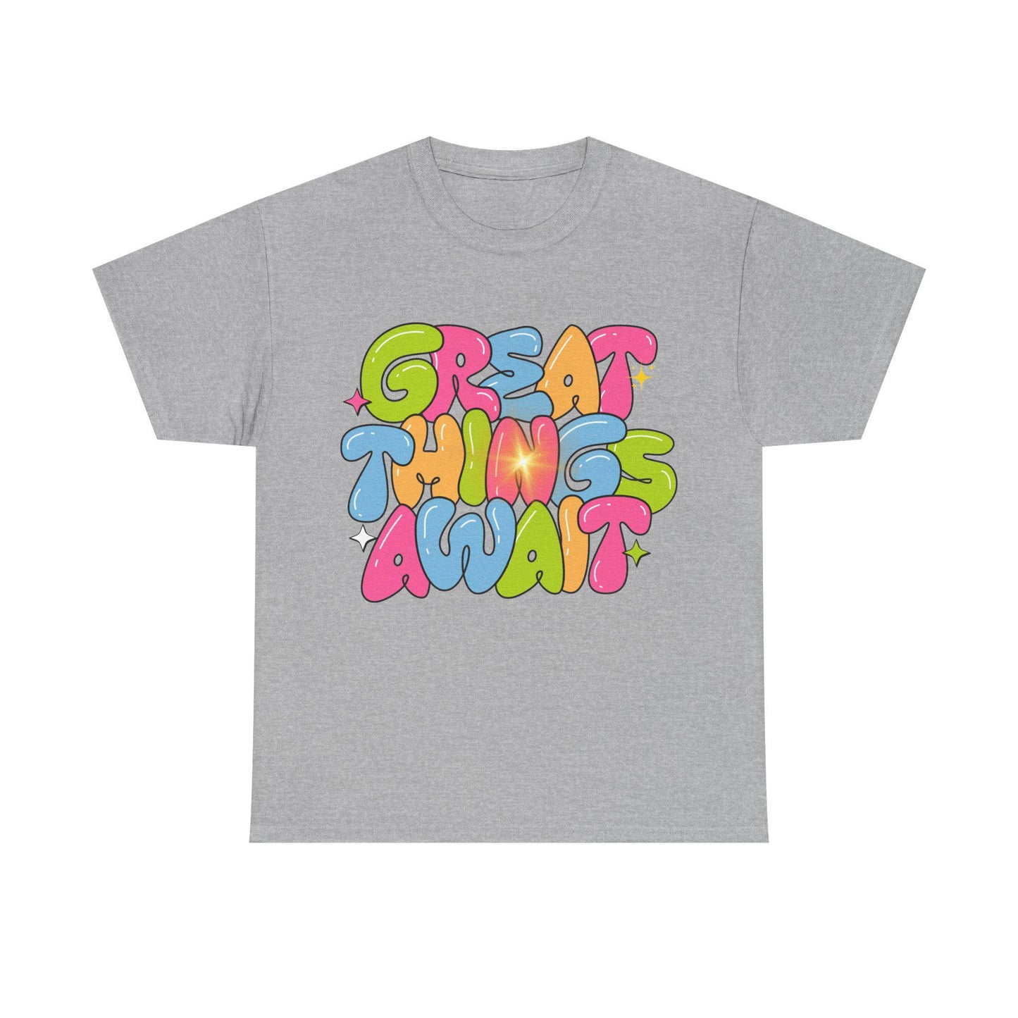 Motivational Graphic Tee, Great Things Await Tee, Unisex Inspirational Shirt, Positive Vibes Cotton Tee, Gift for Friends