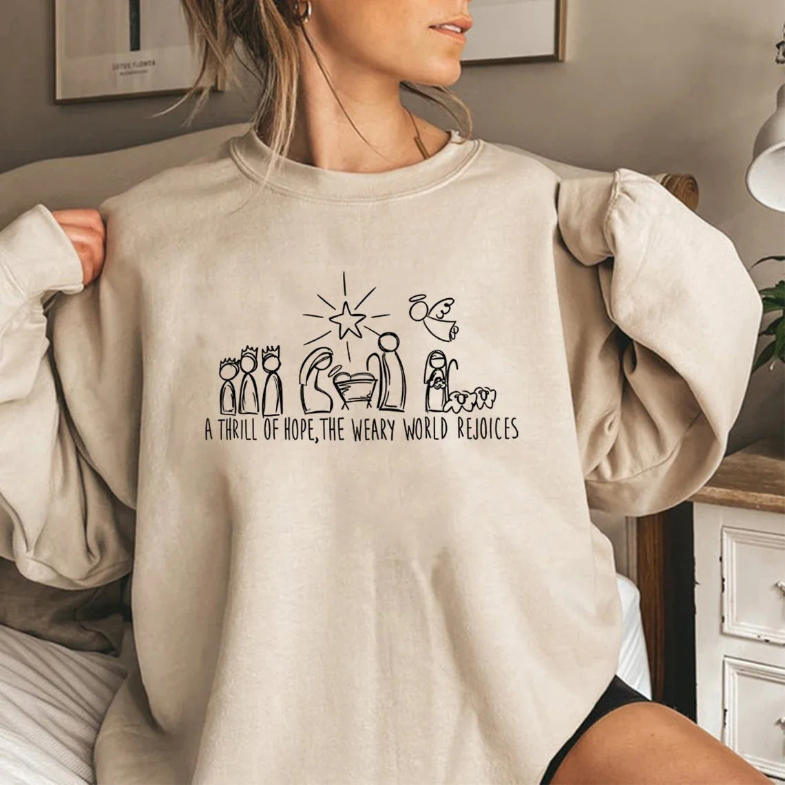 Christian Christmas Sweatshirt Nativity Scene Sweater