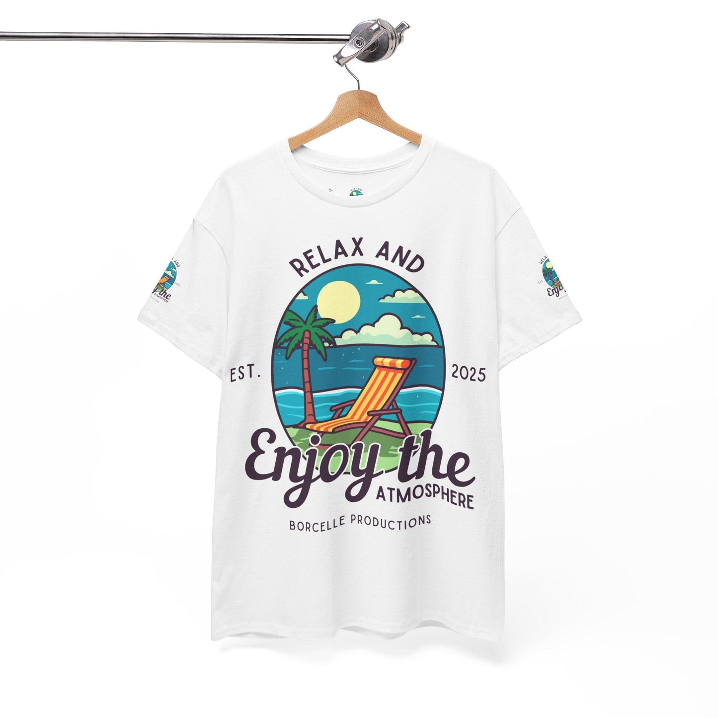 T-Shirt - Relax and Enjoy the Atmosphere, Casual Summer Wear, Beach Vacation Tee, Gift for Chill Lovers, Relaxation Shirt