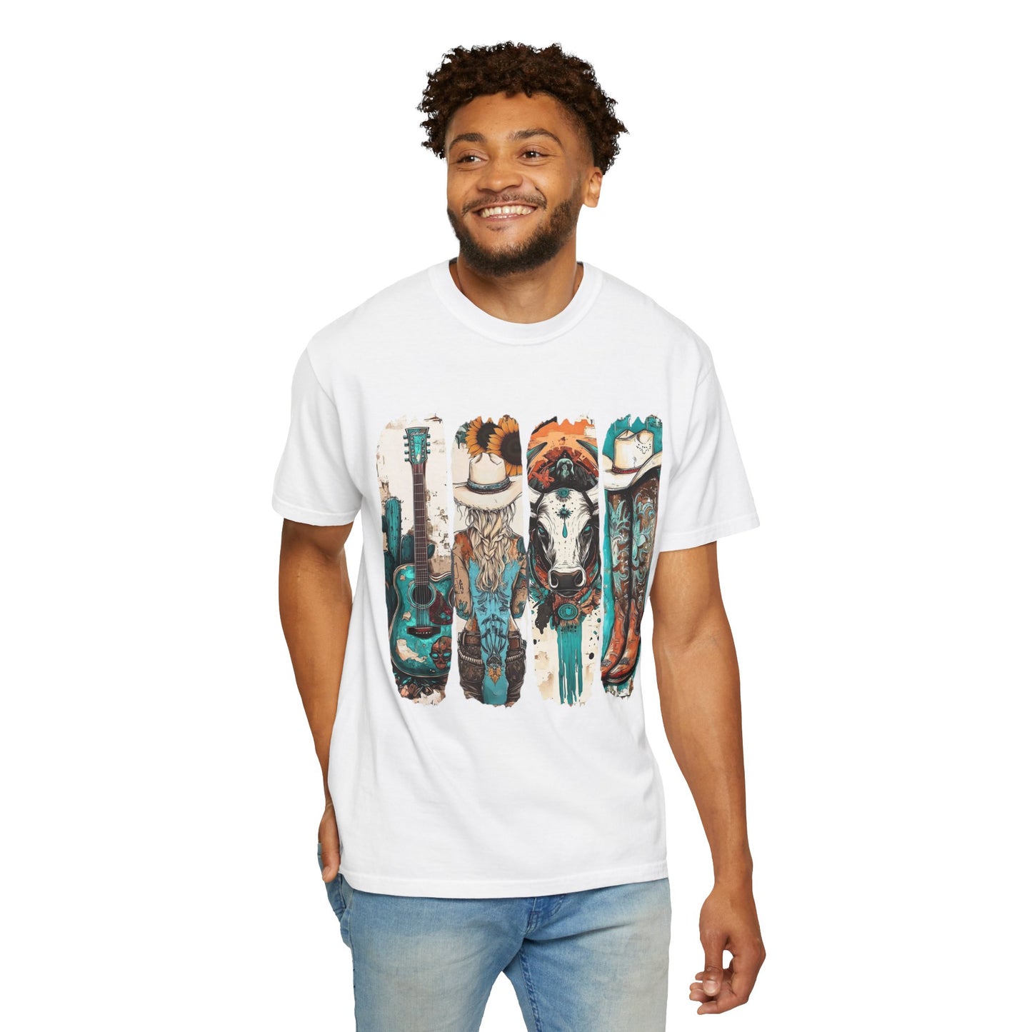 Rustic Pet Lover T-Shirt, Unisex Dog and Guitar Graphic Tee, Perfect Gift for Dog Owners, Country Music Enthusiasts, Casual Wear