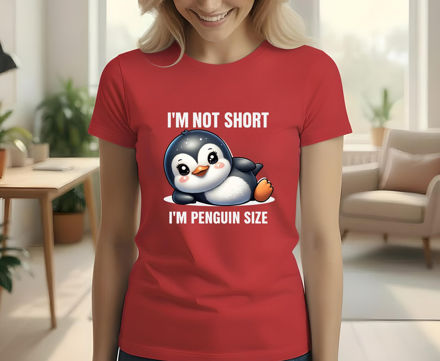 Funny Penguin T Shirt Bundle Im Not Short Im Penguin Size Red White Cartoon Graphic Tee Unisex Penguin Lover Shirt Gift Set For Him Her