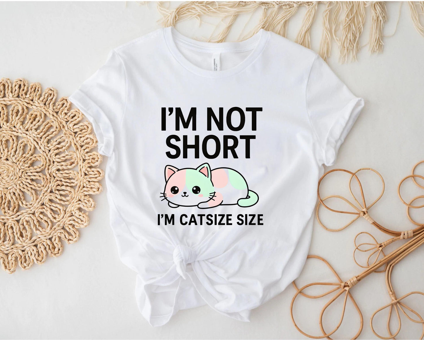 Funny Animal T Shirt Bundle Im Not Short Penguin Size Im Catsize Size Cute Cat Penguin Graphic Tees Unisex Funny Gift Set For Him Her