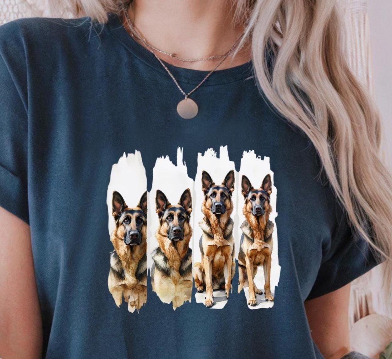 Unisex Dog Lover Cotton Tee, Majestic German Shepherd Dog Art Print, Pet Shirt, Animal Lover Gift, Graphic Tee for Dog Owners, Casual Wear