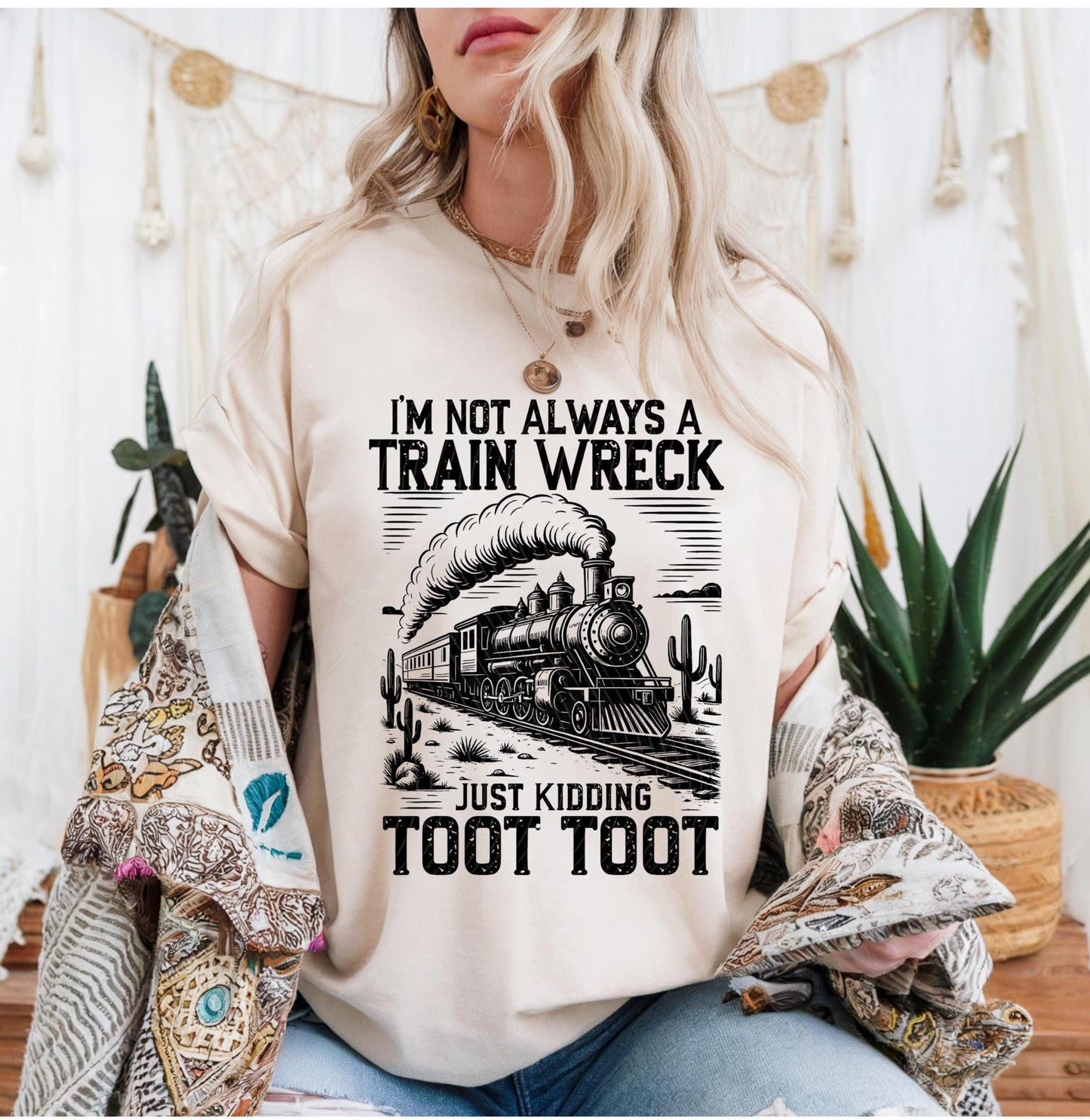 Retro Funny Train T Shirt Im Not Always A Train Wreck Just Kidding Toot Tee Sarcastic Graphic Top Trendy Casual Humor Unisex Shirt