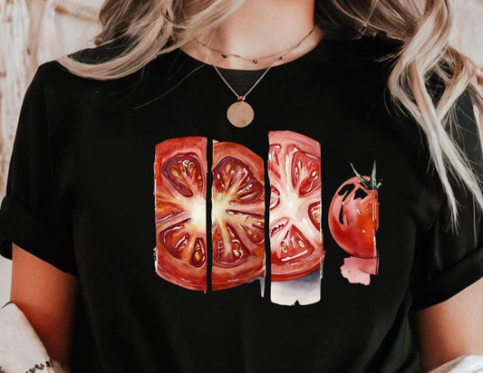 Freshly Cut Tomato Tee Unisex Cotton T Shirt Gardening Gift Vegan Style Casual Summer Wear Foodie Apparel Unique Gift For Men Women