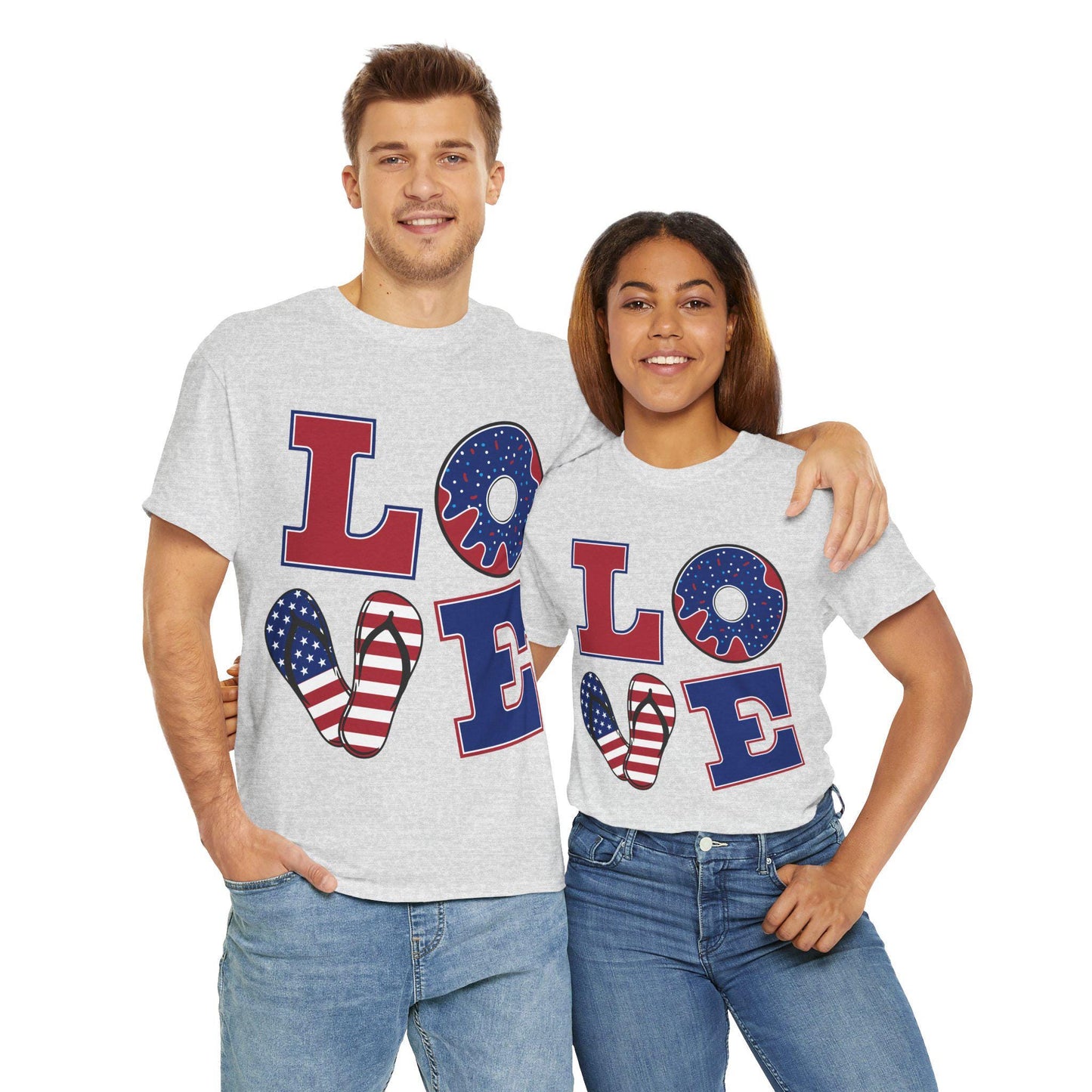 Patriotic Love Tee | Unisex Heavy Cotton Tee | Perfect for July 4th, BBQs, Casual Wear, Gifts, Americana Style