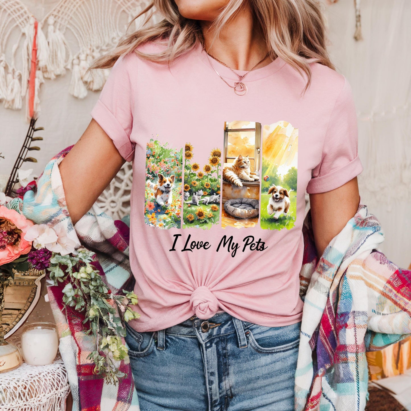 Unisex Heavy Cotton Tee with 'I Love My Pets' Design - Perfect Gift for Pet Lovers, Casual Wear, Animal Lovers, Gift for Friends,