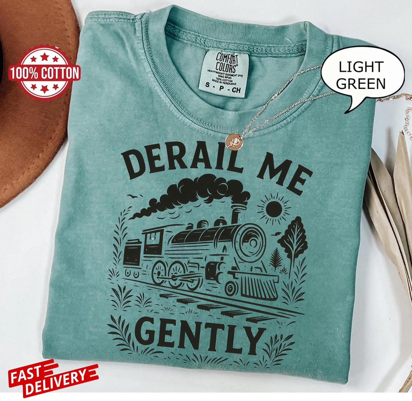 derail me gently locomotive tee with retro train illustration, soft cotton unisex shirt for adults who appreciate sarcastic gifts