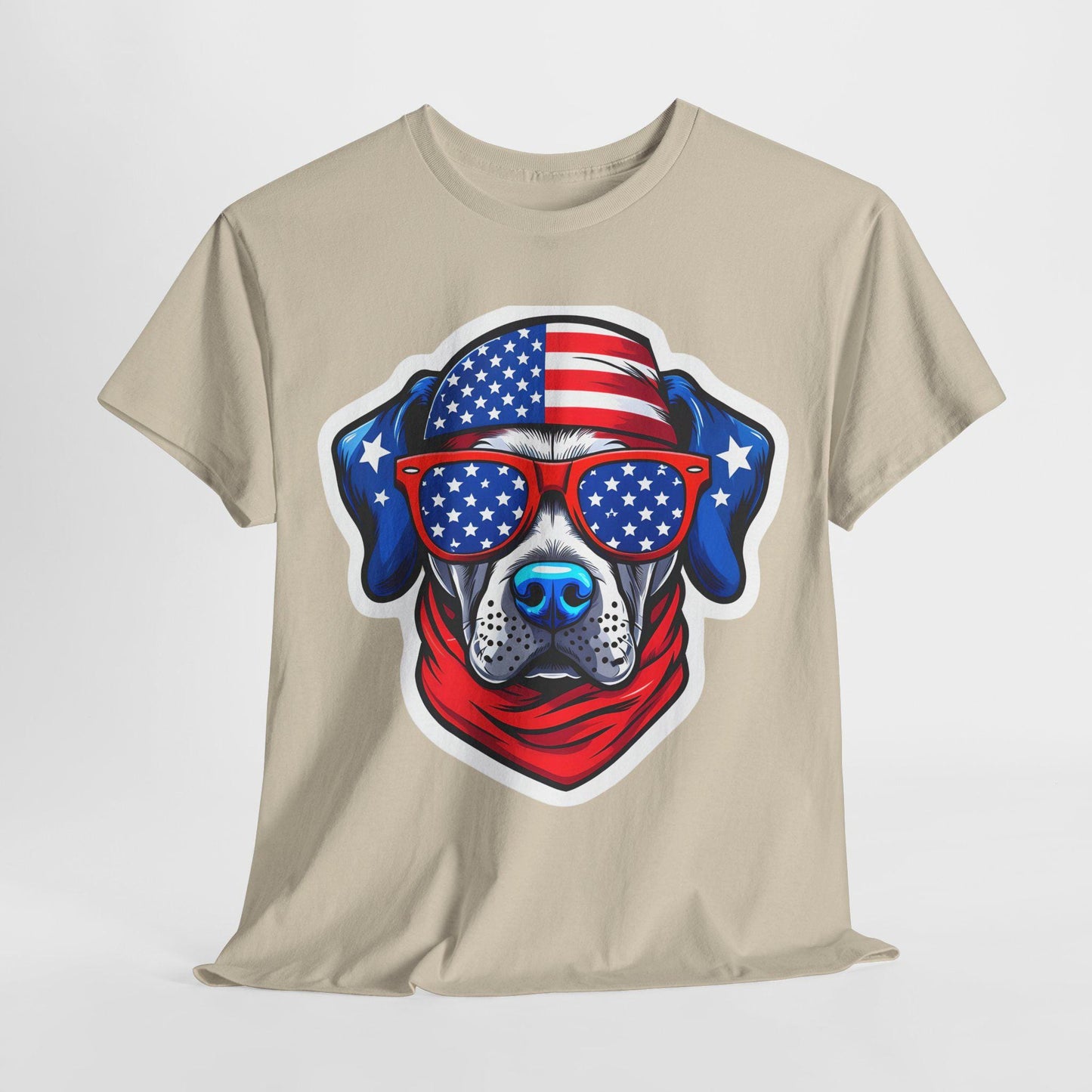 Patriotic Dog Tee - Unisex Heavy Cotton T-Shirt, Funny Pet Lover Gift, Summer BBQ, Independence Day Outfit, Dog Lover Apparel