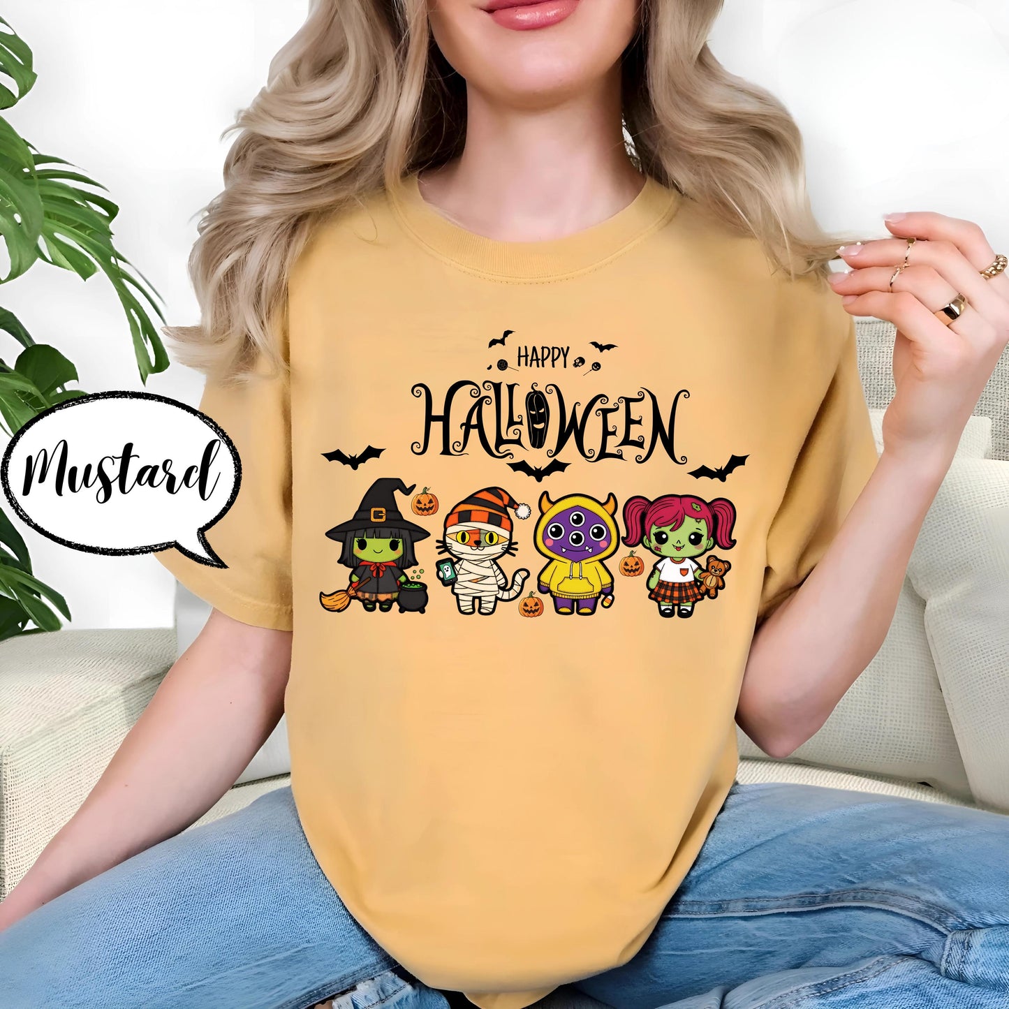 Comfort Colors® Halloween Costume Shirt, Happy Halloween Tee, Cute Cartoon Character Top, Pumpkin Party Outfit, Spooky Season Graphic Tee