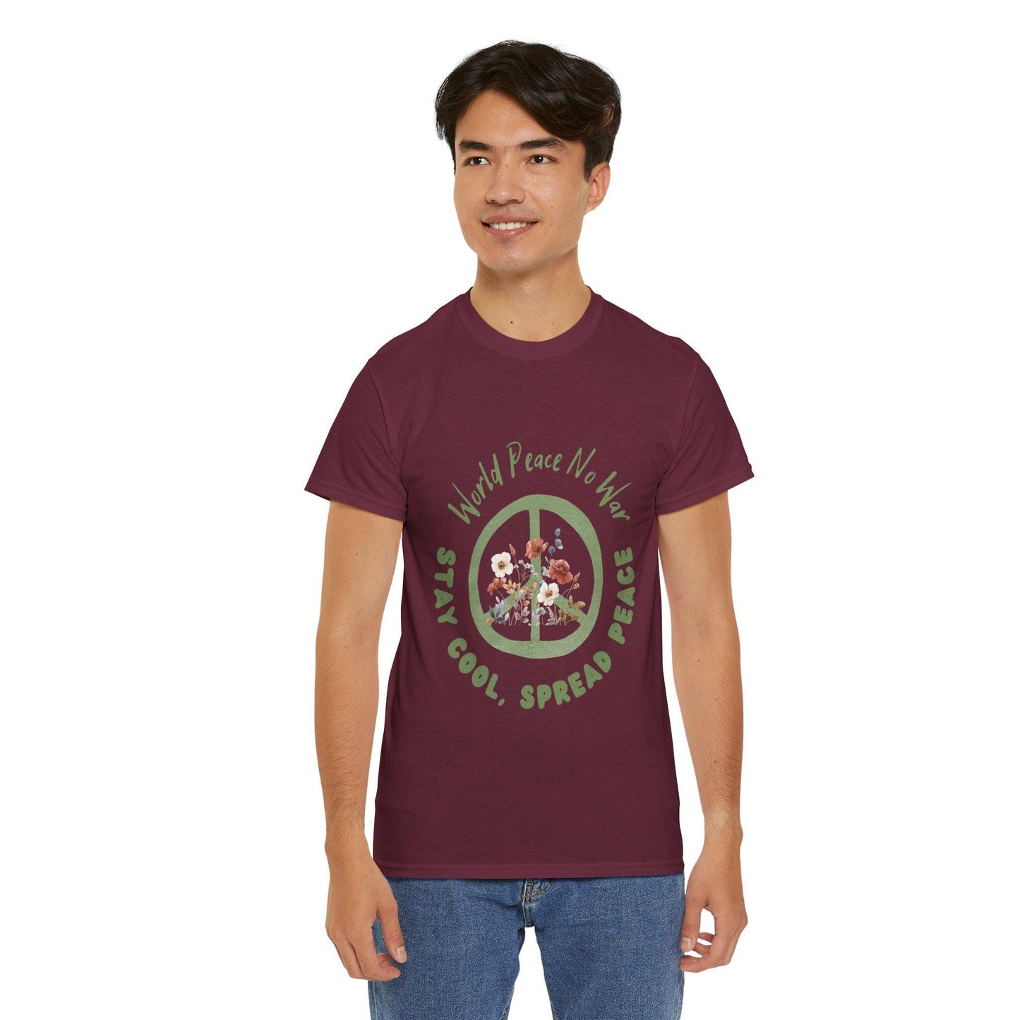 Peaceful Vibes T-shirt Unisex Heavy Cotton Tee Spread Peace Shirt, Ideal for Activists, Casual Wear, Gift for Peacemakers, Earth Day