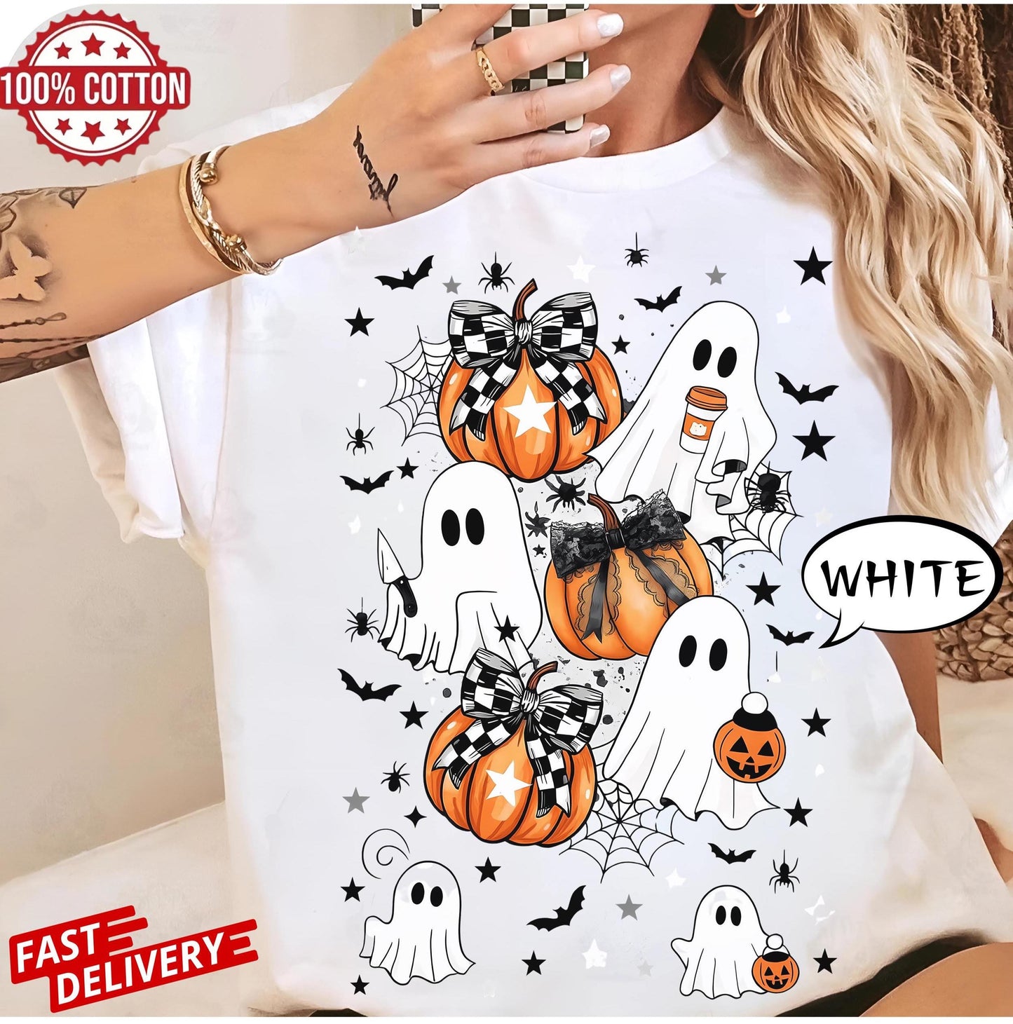 Halloween Pumpkin T-shirt,Ghost Pumpkin tee,Coquette HallowBoween shirt,Halloween,Pumpkin Bow schirt,Halloween shirt,Pumpkin Bow tee