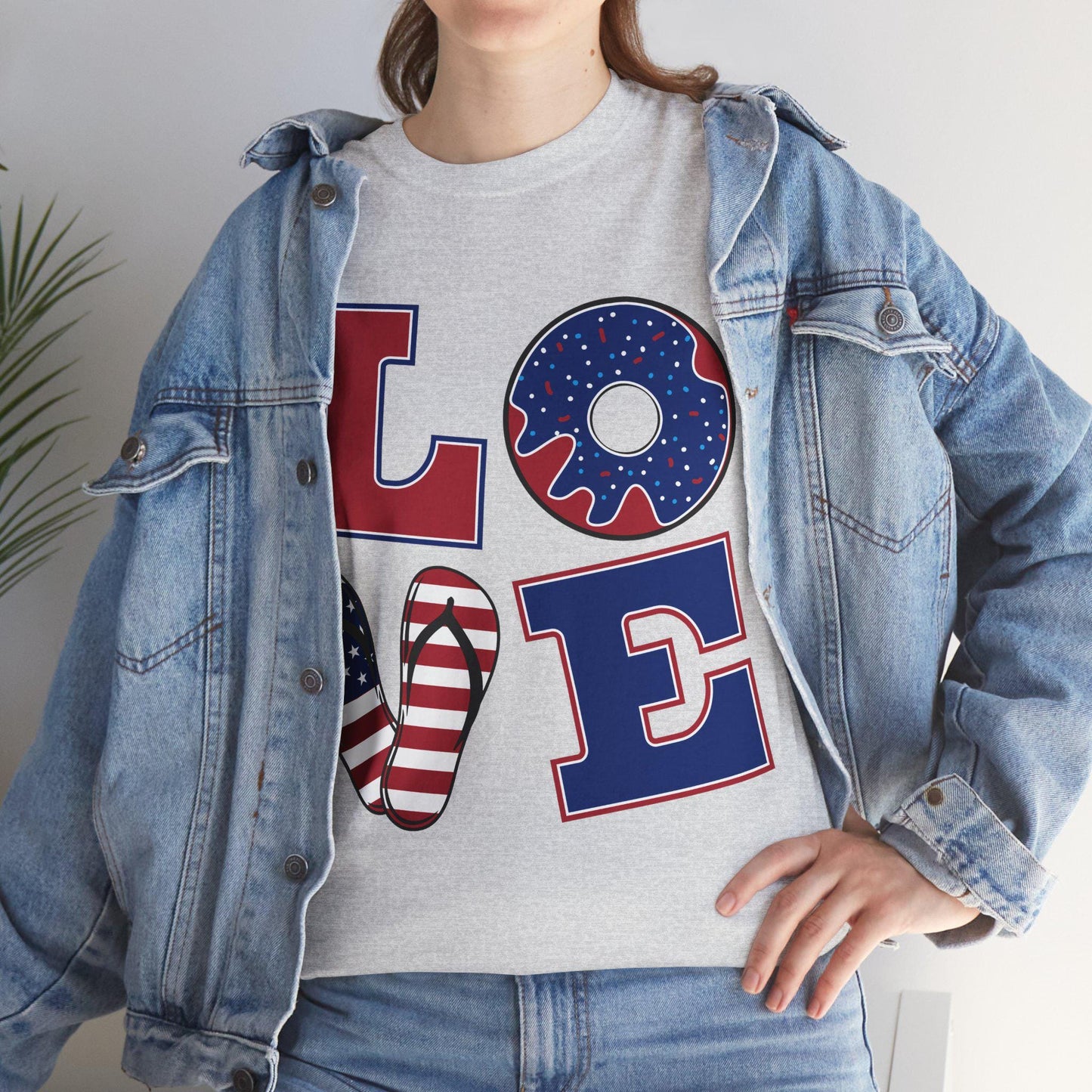 Patriotic Love Tee | Unisex Heavy Cotton Tee | Perfect for July 4th, BBQs, Casual Wear, Gifts, Americana Style