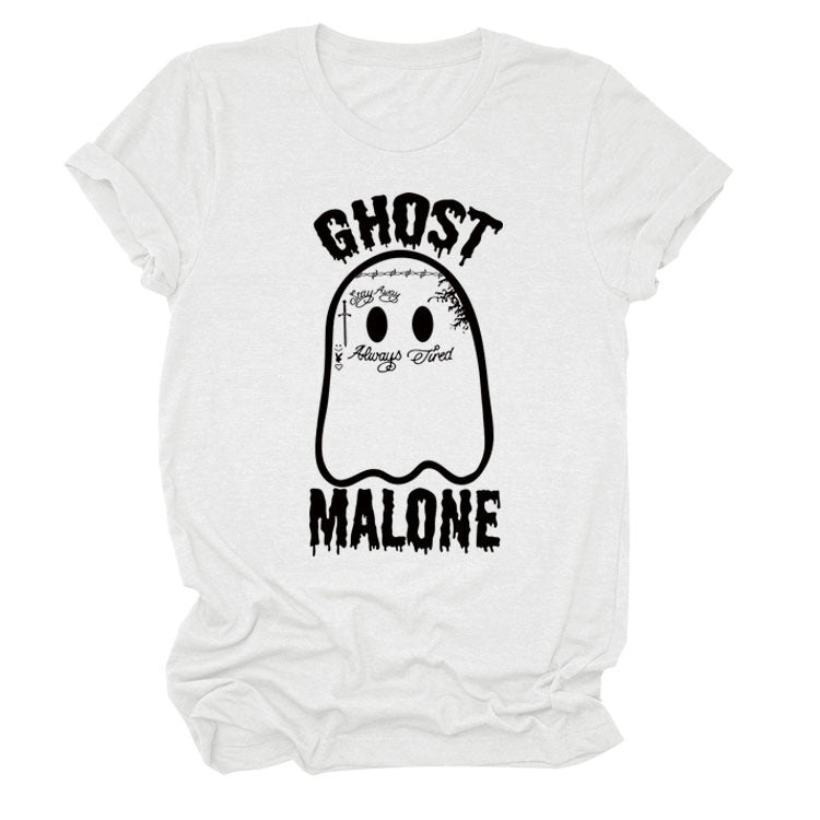 Ghost Round Neck Letter Halloween Loose Short Sleeve T-shirt