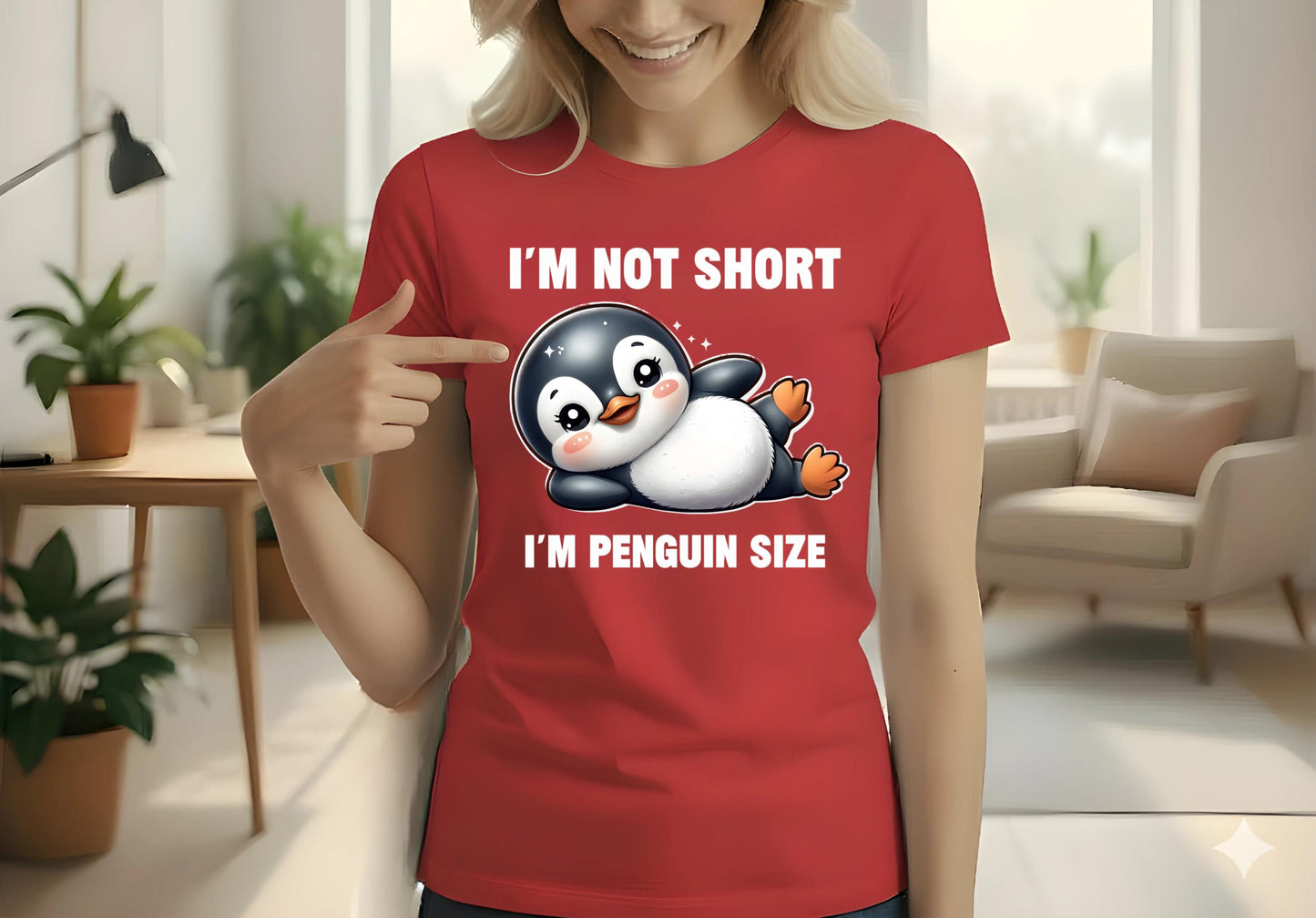 Funny Penguin T Shirt Bundle Im Not Short Im Penguin Size Red White Gray Cute Cartoon Animal Graphic Tees Unisex Humor Gift Set For Him Her