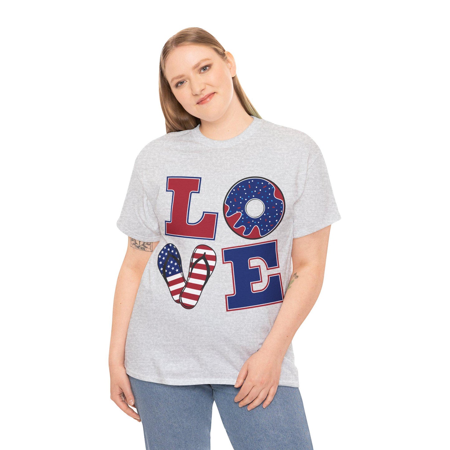 Patriotic Love Tee | Unisex Heavy Cotton Tee | Perfect for July 4th, BBQs, Casual Wear, Gifts, Americana Style