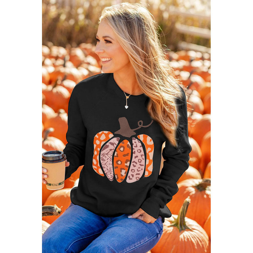 Halloween Pumpkin Printed Long-sleeved Top Female