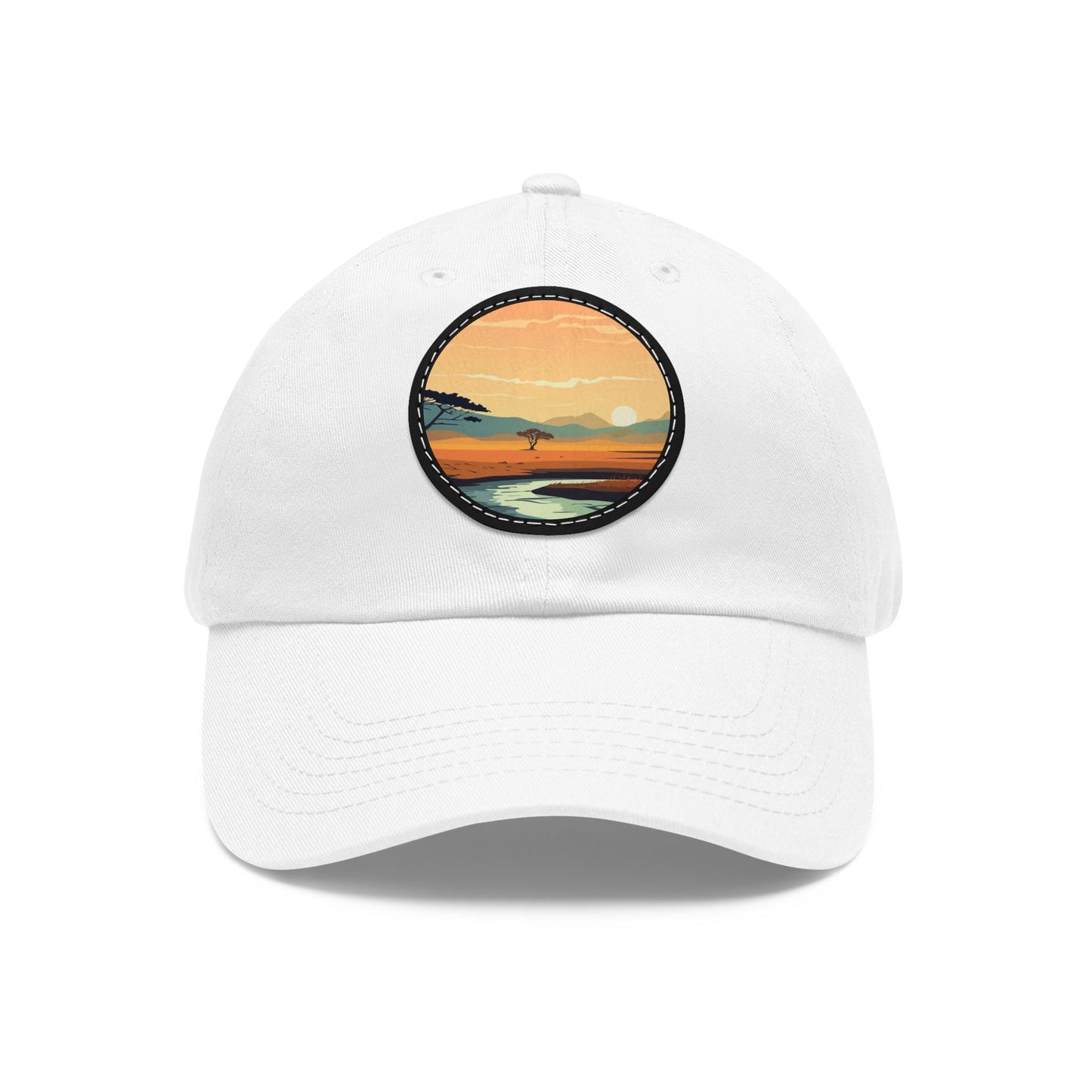 Sunset Dad Hat with Leather Patch, Relaxed Cap for Outdoor Adventures, Gift for Father's Day, Summer Vibes Hat, Casual Everyday Wear