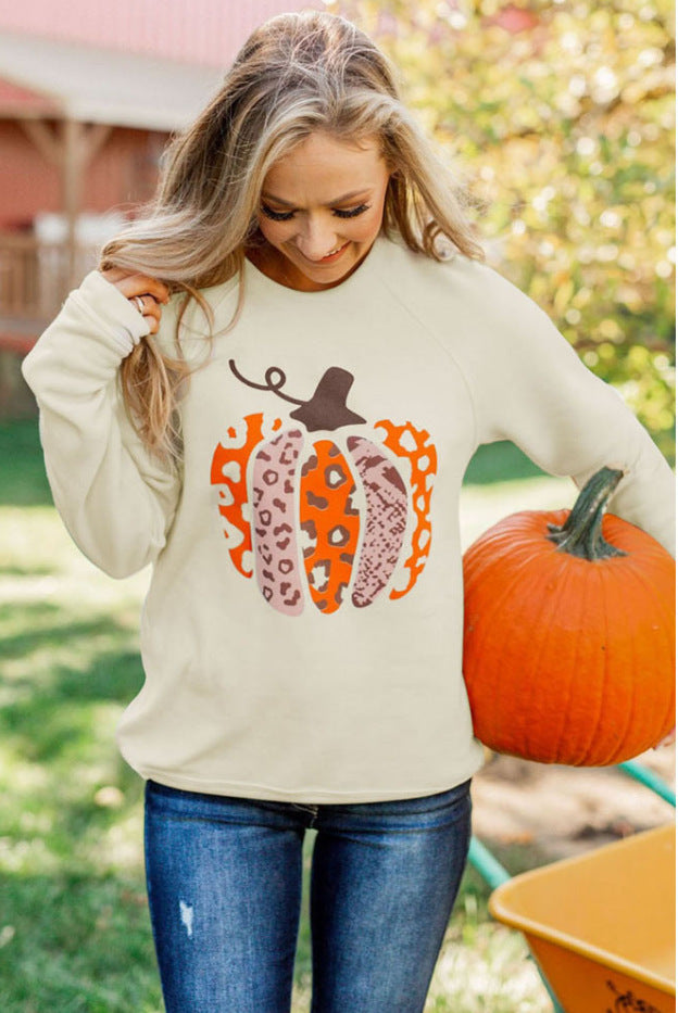 Halloween Pumpkin Printed Long-sleeved Top Female