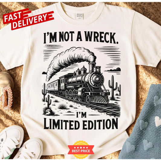 Oversized Sarcastic Train T Shirt Limited Edition Quote Vintage Railroad Tee Retro Graphic Top Funny Gift For Humor Lovers Casual Wear