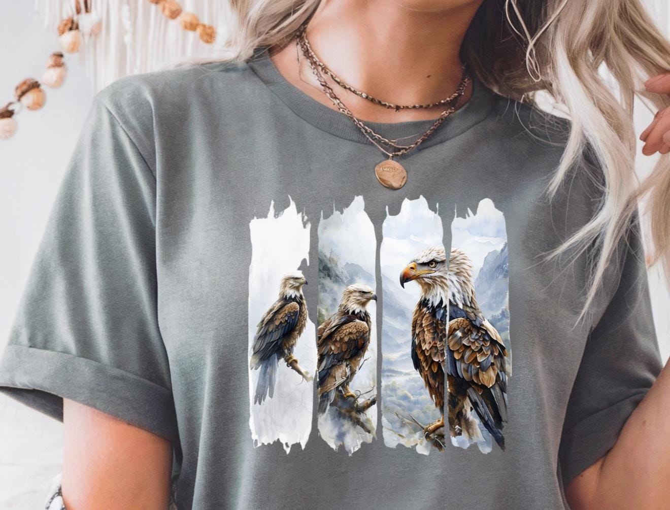Majestic Eagle Nature-Inspired Bird Graphic Tee, Wildlife Lover's T-Shirt, Unisex Cotton Shirt, Casual Wear, Gift for Bird Enthusiasts