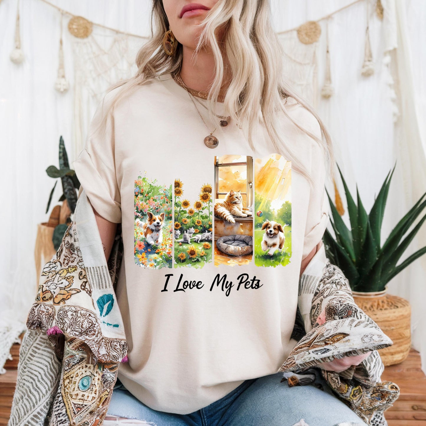 Unisex Heavy Cotton Tee with 'I Love My Pets' Design - Perfect Gift for Pet Lovers, Casual Wear, Animal Lovers, Gift for Friends,