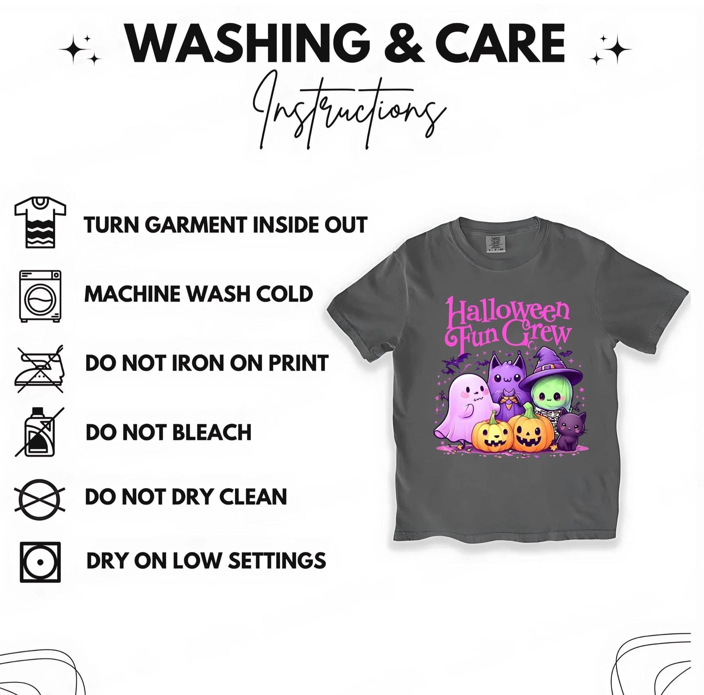Comfort Colors Halloween Shirt,Cute Spooky Season Tee with Ghost Bat Witch Cat Pumpkins ,Kawaii Fall Graphic Top, Autumn Party Outfit