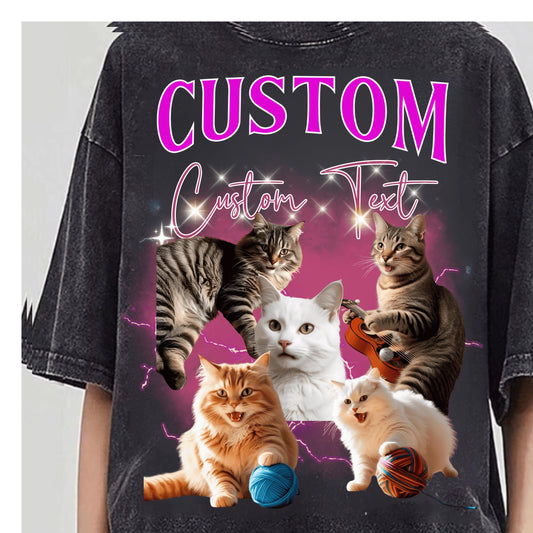 Custom Bootleg Wash Shirt – Personalized Cat Remembrance Tee – Unisex Vintage Graphic T-Shirt – Gift for Cat Lovers & Pet Parents
