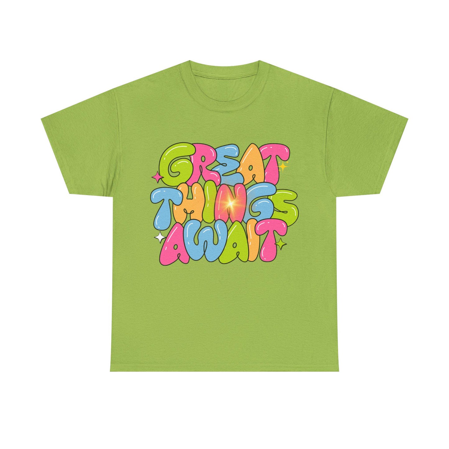 Motivational Graphic Tee, Great Things Await Tee, Unisex Inspirational Shirt, Positive Vibes Cotton Tee, Gift for Friends