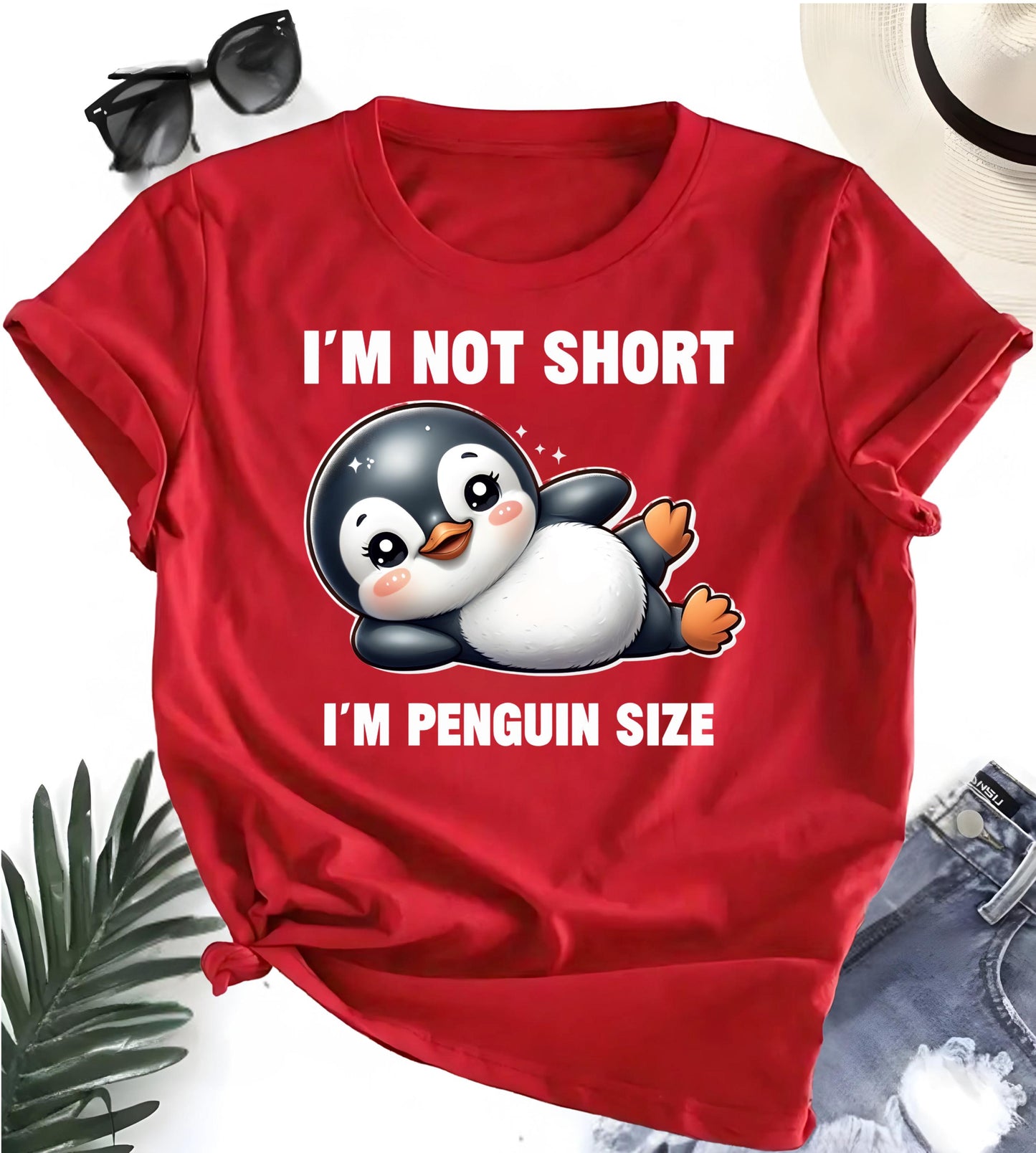 unny Penguin T Shirt Im Not Short Im Penguin Size Cartoon Graphic Tee Gray Unisex Penguin Lover Shirt Nerd Geek Gift For Him Her