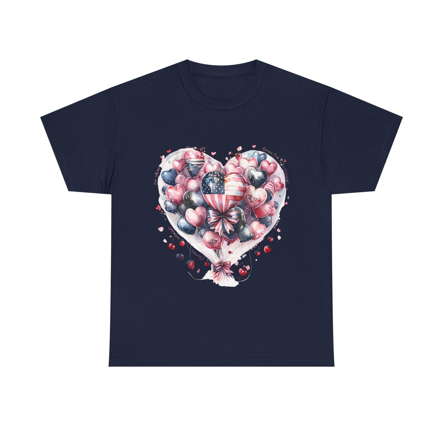 Patriotic Heart Tee, Unisex Cotton T-Shirt, American Pride Apparel, Valentine's Day Gift, Festive Love Tee
