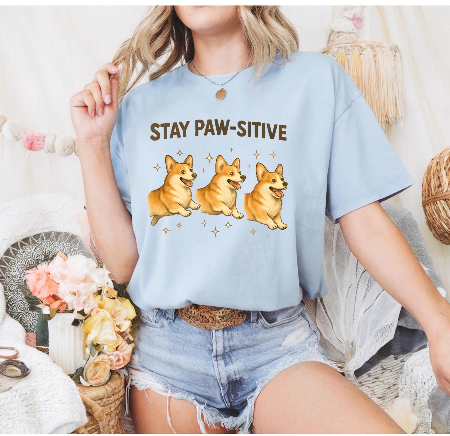 Stay Paw Sitive Unisex Cotton T Shirt Cute Dog Lover Tee Casual Humor Pet Apparel Positive Vibe Top Birthday Gift For Men Women
