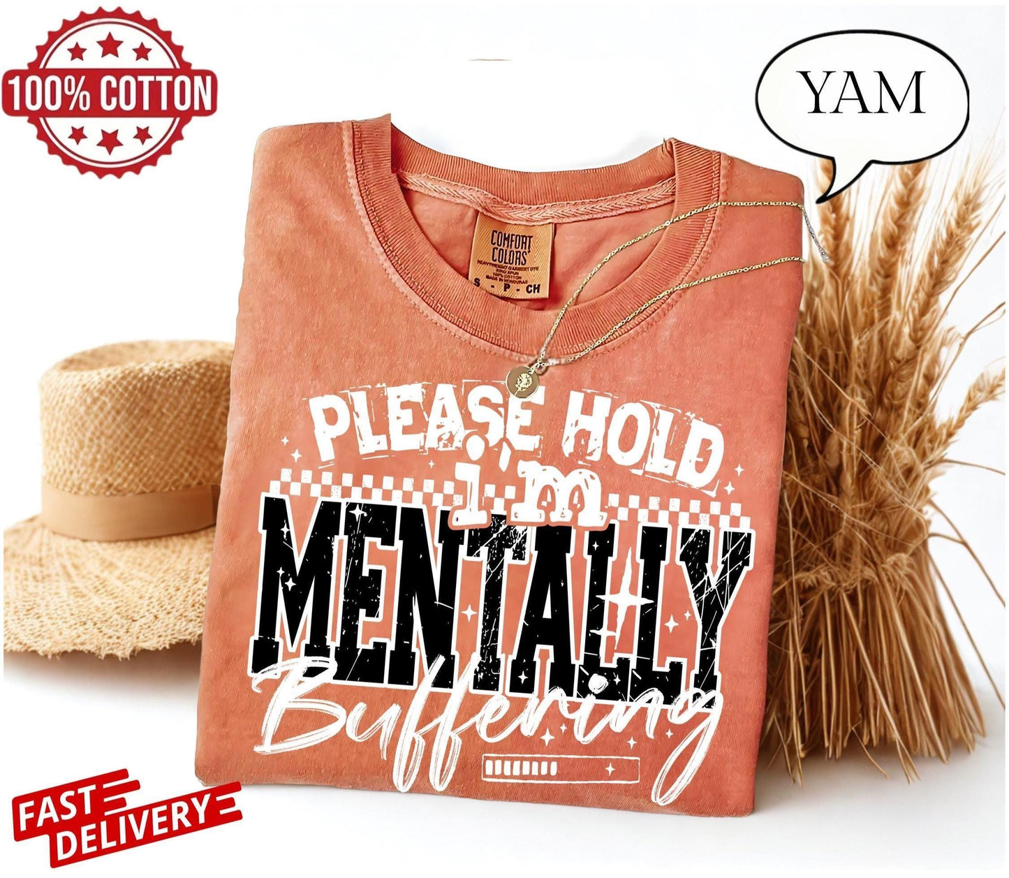 Buffering anxiety tee, sarcastic funny mental health shirt for introverts, oversized cotton quote t-shirt for overthinking and daily stress