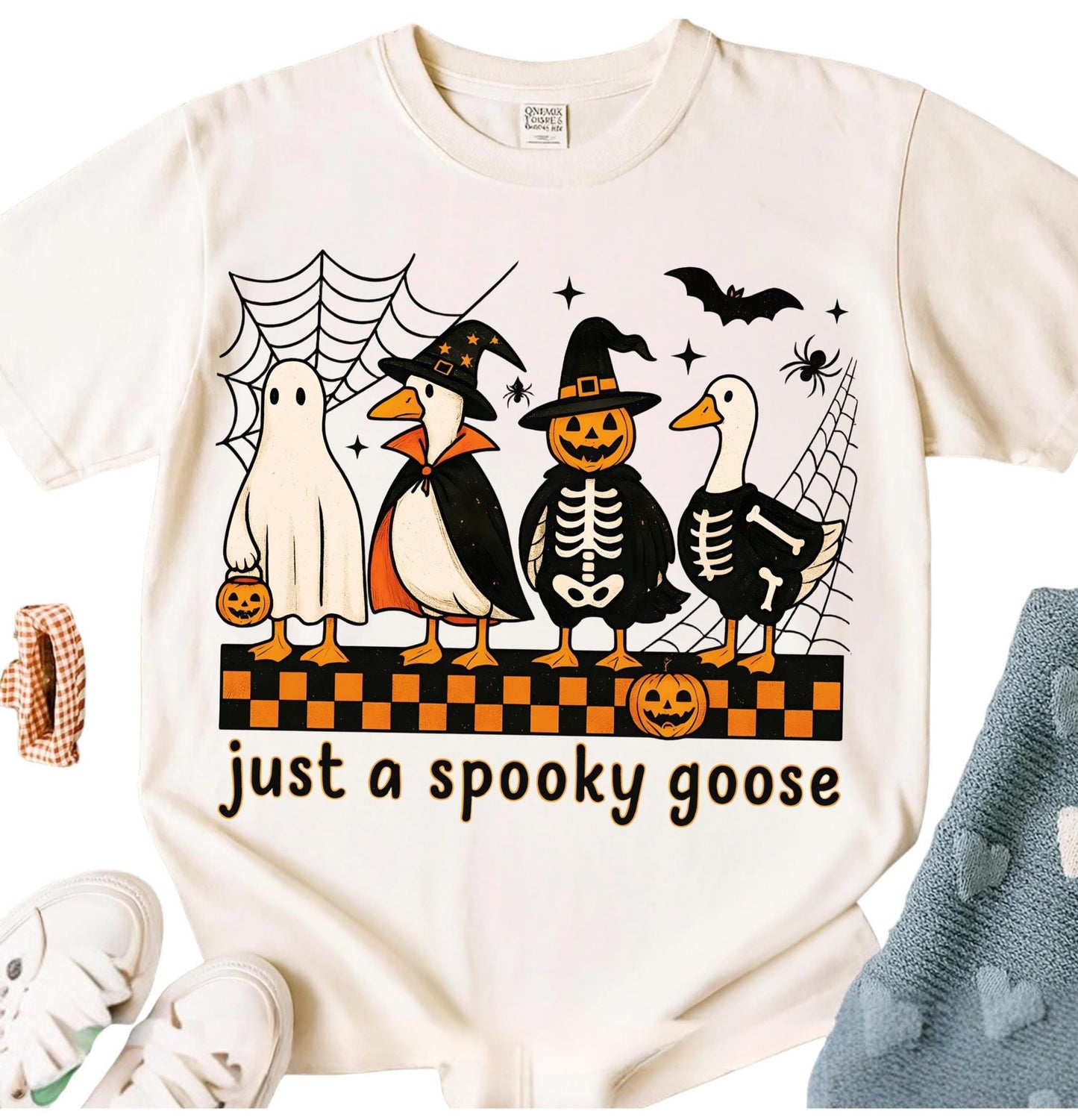 Fall Sublimation Shirt Spooky Goose Halloween Shirt Cute Horror T Shirt Just a Spooky Goose Funny Goose Skeleton Witch Pumpkin Ghost Tee