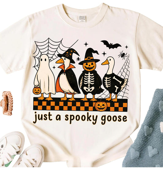 Fall Sublimation Shirt Spooky Goose Halloween Shirt Cute Horror T Shirt Just a Spooky Goose Funny Goose Skeleton Witch Pumpkin Ghost Tee