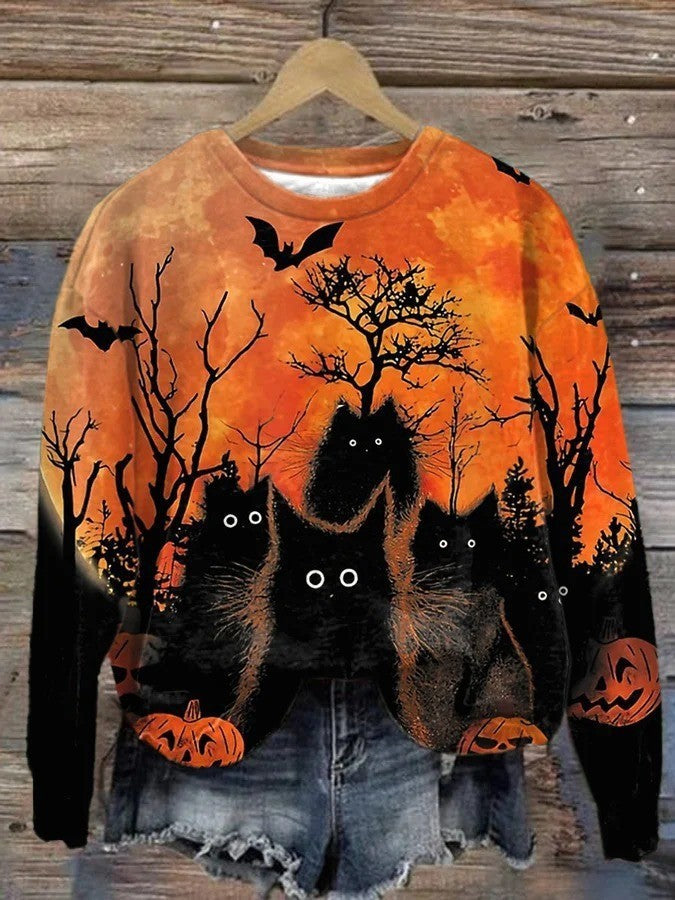 Pullover Halloween Pattern 3d Printing Crew Neck Pullover Sweatshirt