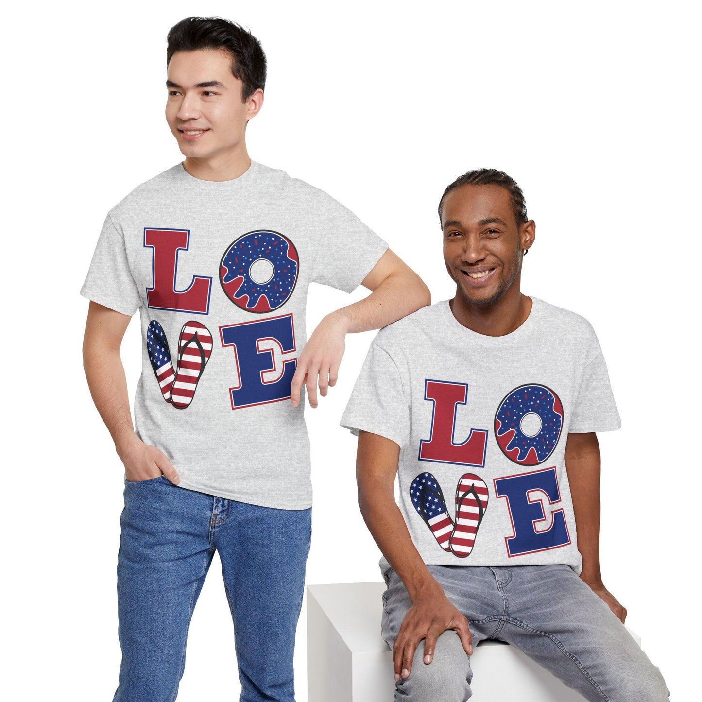 Patriotic Love Tee | Unisex Heavy Cotton Tee | Perfect for July 4th, BBQs, Casual Wear, Gifts, Americana Style