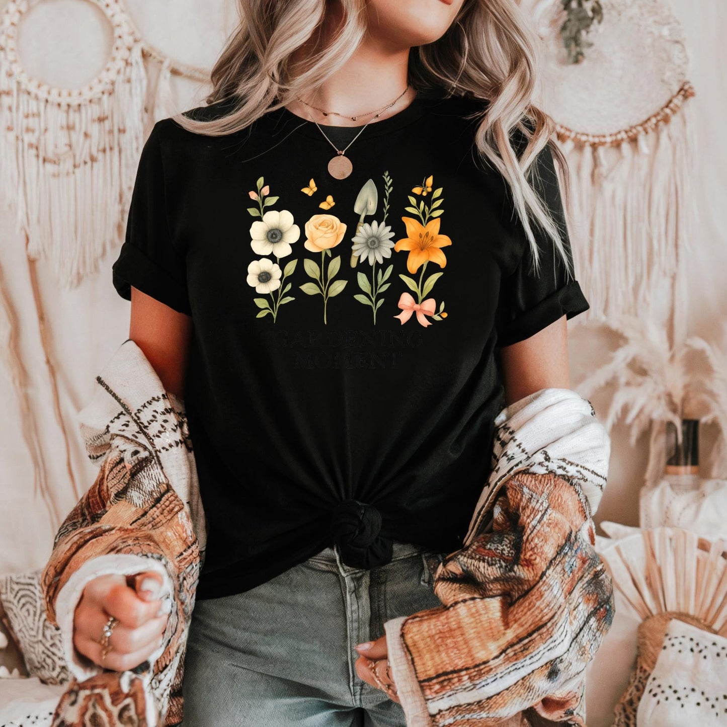 Gardening Moment Tee, Floral Unisex Cotton Shirt, Spring Gift, Nature Lover Shirt, Gardening Enthusiast Gift, Nature Plant Graphic Shirt