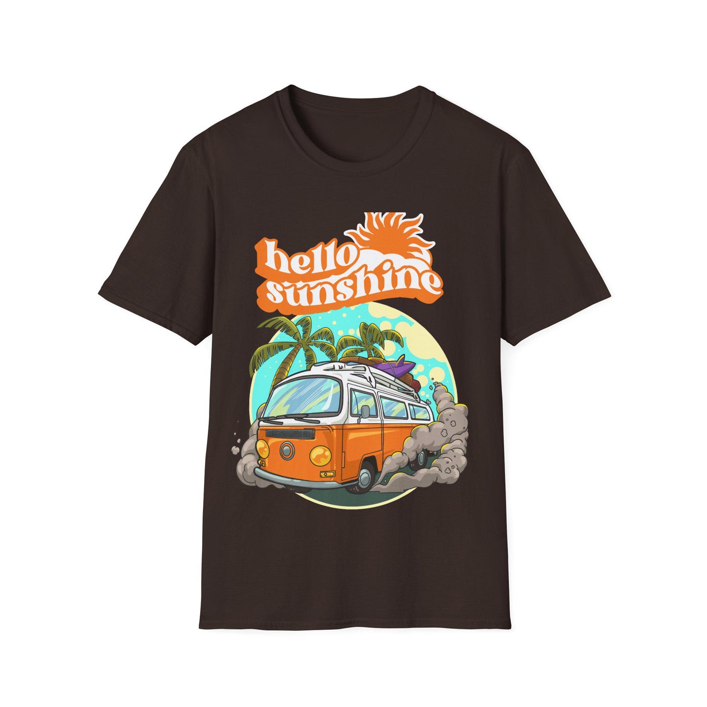 Hello Sunshine Summer T-Shirt, Vintage Camper Tee, Beach Vibes Shirt, Gift for Travelers, Summer Outing Apparel
