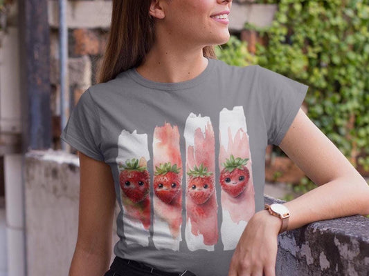 Cute Strawberry Tee , Funny Graphic Tee, Unique Unisex Shirt, Cute Summer Wear, Great Gift for Food Lovers, Sweet Berry Graphic T Shirt
