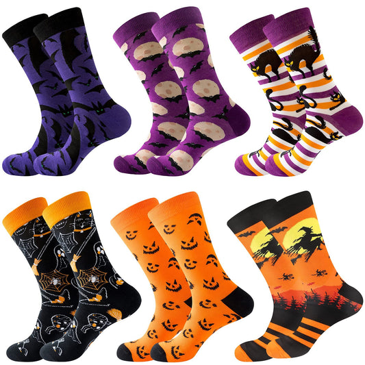 6 Pairs Halloween Christmas Socks For Men Women Girls Funny Xmas Socks Santa Claus Elk Cotton Sock Set-Cannot Be Listed On Amazon Platform