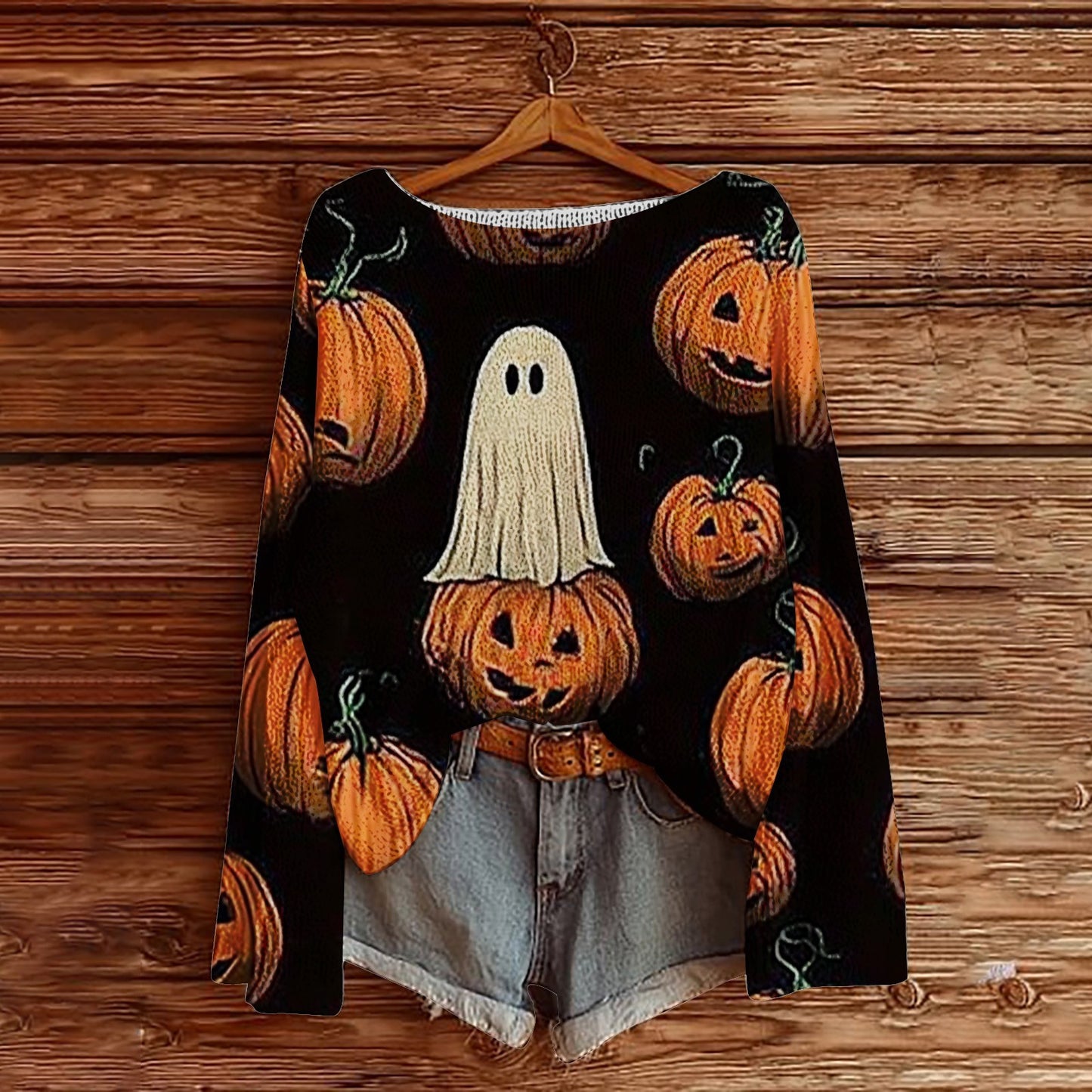 Halloween Printed Loose Long Sleeves Sweater