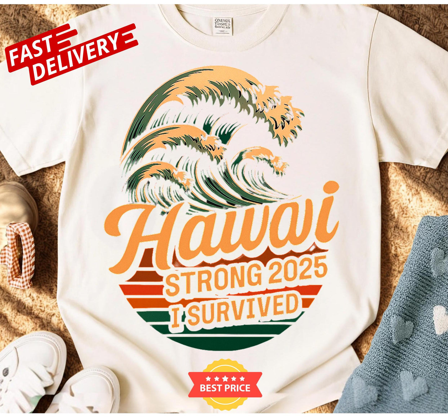 Hawaiian Survival Tee, Surfing Shirt, Ocean Wave T-Shirt, Adventure Apparel, Beach Vacation Top, Summer Graphic Tee,Tsunami