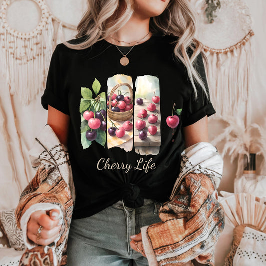 Cherry Life Unisex Heavy Cotton Tee Summer Vibes Tee Gift For Fruit Lovers Casual Wear Gardening Outfit Nature Inspired Apparel Men Women