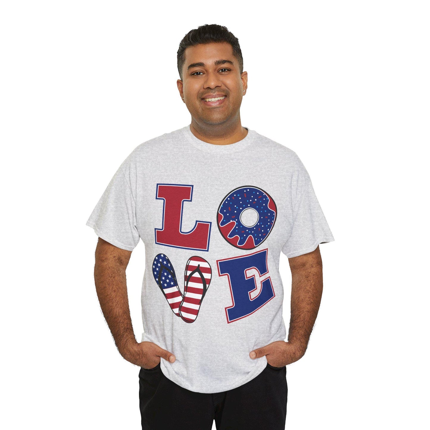 Patriotic Love Tee | Unisex Heavy Cotton Tee | Perfect for July 4th, BBQs, Casual Wear, Gifts, Americana Style