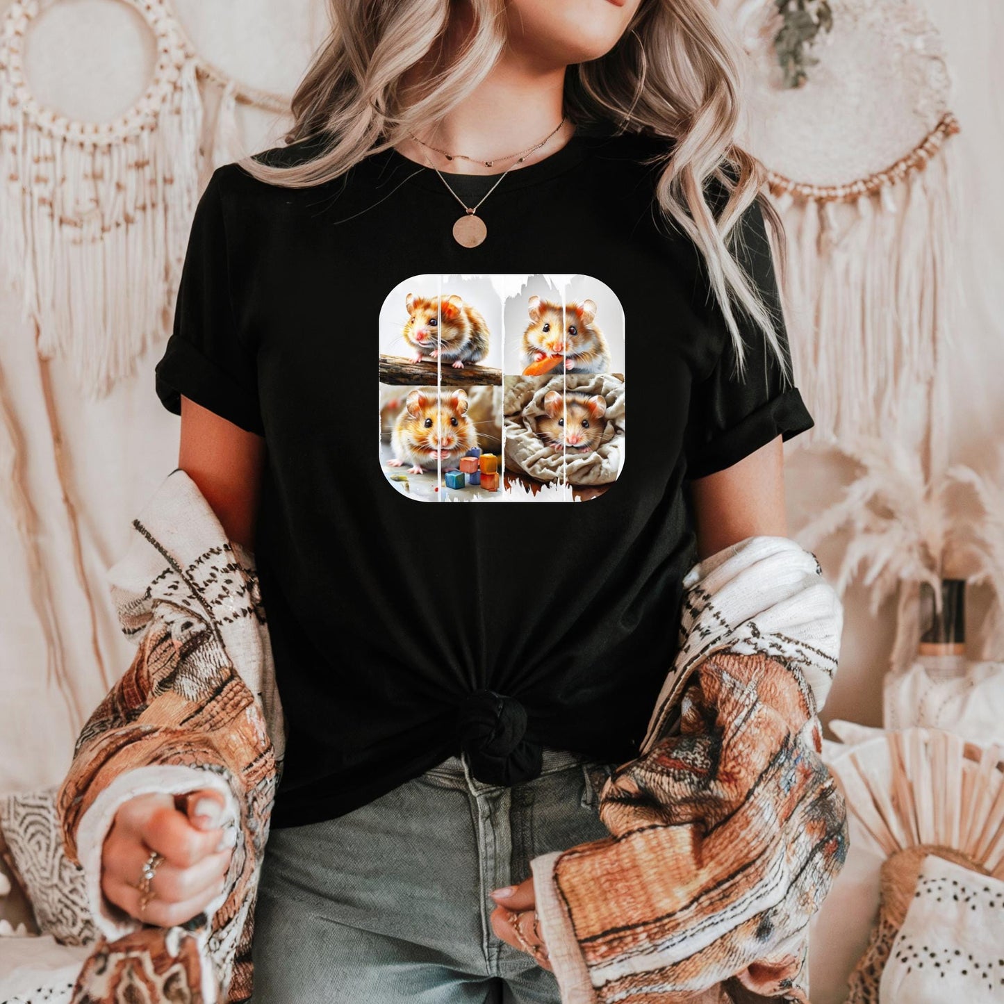 Cute Hamster Art Unisex Heavy Cotton Tee, Pet Lover Gift, Animal Tee, Casual Wear, Funny Animal T-Shirt, Rodent Pet T-Shirt