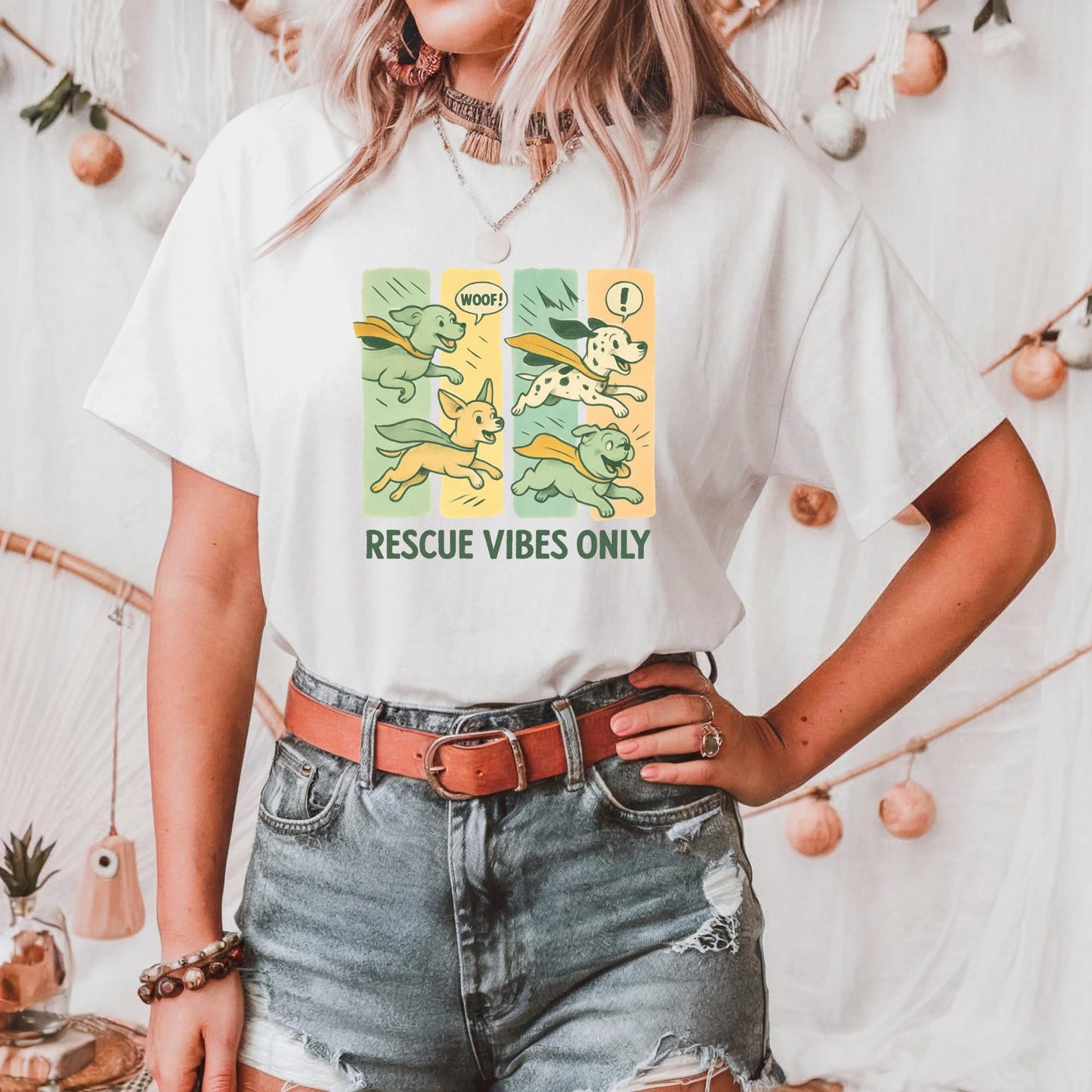 Rescue Vibes Only Tee Unisex Graphic T Shirt Dog Lover Shirt Pet Adoption Awareness Everyday Wear Gift for Animal Lovers Pet Lovers shirt